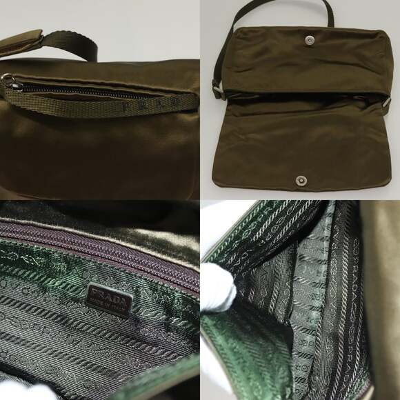 PRADA Shoulder Bag Satin Green Silver - Picture 11 of 12